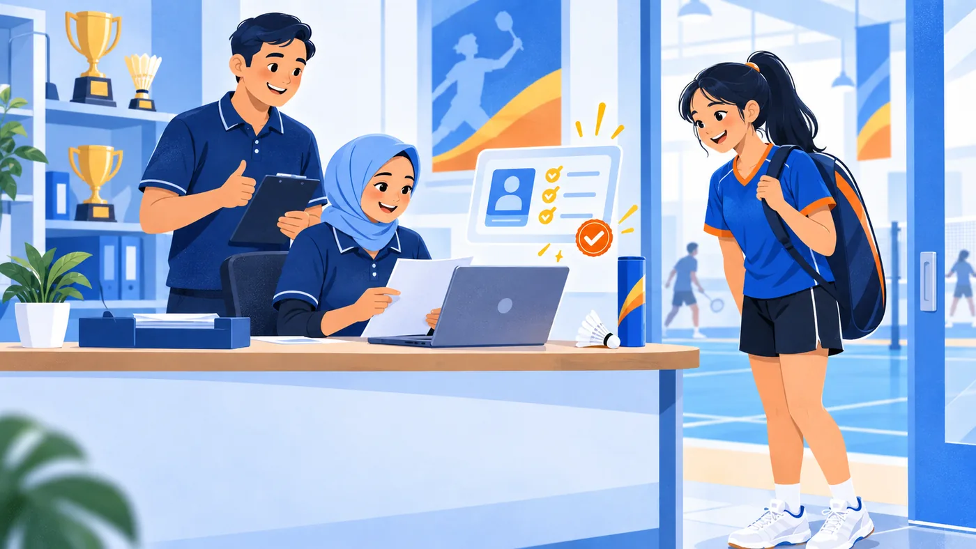 Petugas memverifikasi dokumen Rani di laptop